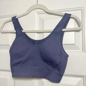 Aerie Seamless Ribbed Tank Bralette in Dusty Blue